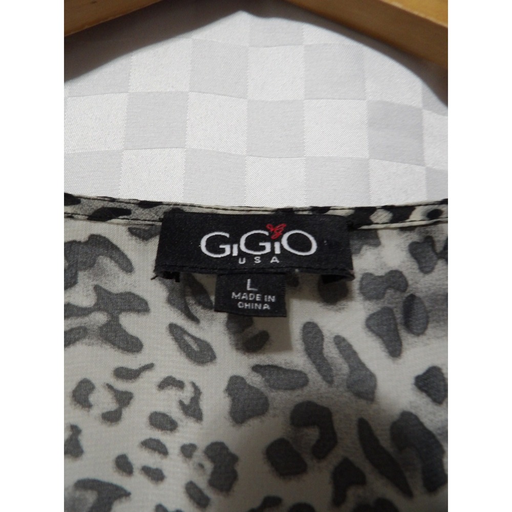 GIGIO Tiered Long Sleeve Leopard Print Dress | L - Picture 3 of 4